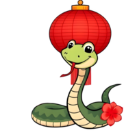Cartoon Chinese New Year Snake With Red Lantern png