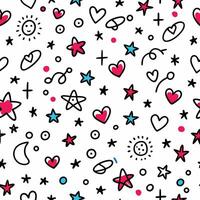 a pattern with hearts, stars and other symbols vector