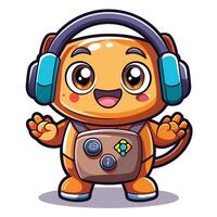 a cartoon robot with headphones on vector