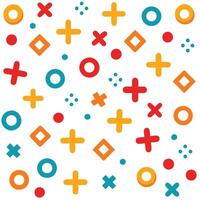 colorful geometric pattern with crosses and circles vector