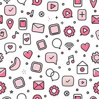 seamless pattern with social icons and icons vector