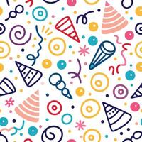 seamless pattern with party hats and confetti vector