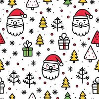 a seamless pattern with santa claus and trees vector