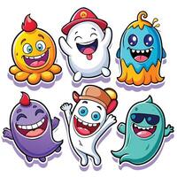 cartoon monsters set of six funny monsters illustration vector