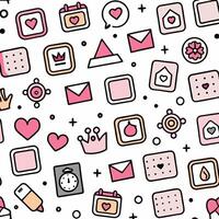 a pattern of pink and white icons and symbols vector
