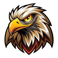 an eagle head with a yellow beak and red eyes vector