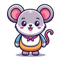 cartoon mouse character with bow tie and apron vector