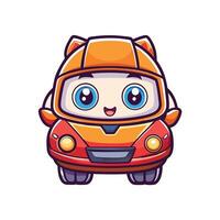 a cartoon car with a helmet on it vector