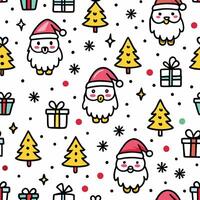 seamless pattern with santa claus and christmas trees vector