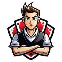 a man with a poker face on a white background vector
