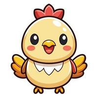 a cartoon chicken with a red head and a big smile vector