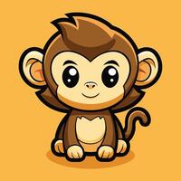 a cartoon monkey sitting on a yellow background vector