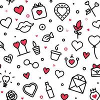 valentine's day seamless pattern with hearts and other items vector