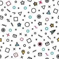 seamless pattern with colorful icons and shapes vector