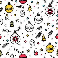 christmas seamless pattern with balls and trees vector