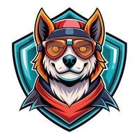 a cartoon dog wearing goggles and a scarf vector