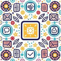 a colorful pattern with icons and symbols vector