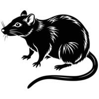 a black and white rat on a white background vector
