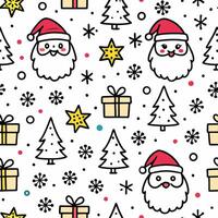 seamless pattern with santa claus and christmas trees vector