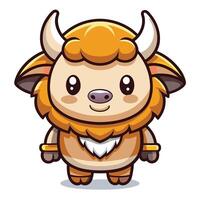 cartoon character of a bull with horns and a hat vector