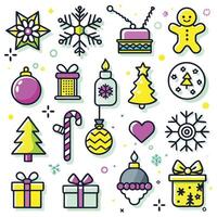 christmas icons set in a line style vector