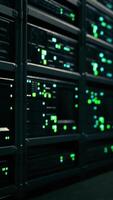 network server room with servers running processes video
