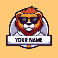 a lion wearing sunglasses and a tie with the word 'your name' vector