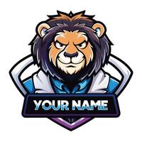 a lion mascot logo with the name your name vector