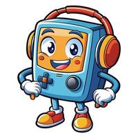 cartoon robot holding a game controller illustration vector