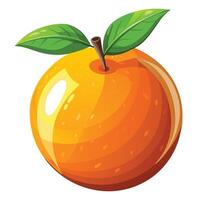 orange fruit with leaf illustration vector
