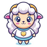 cute cartoon sheep character illustration vector