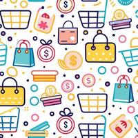 shopping seamless pattern with colorful icons vector