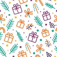 christmas seamless pattern with presents and trees vector