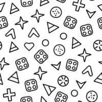 a black and white pattern with various shapes and symbols vector