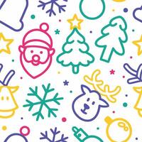 christmas seamless pattern with colorful icons vector