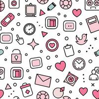 a seamless pattern with various icons and objects vector