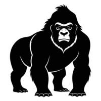 gorilla black silhouette on white background vector