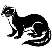 a black and white illustration of a weasel vector