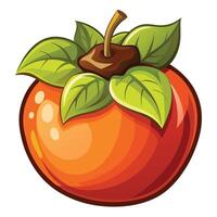an orange fruit with leaves on it vector