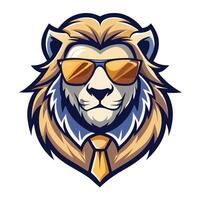 lion mascot mascot head with sunglasses and tie vector