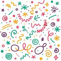 a colorful confetti pattern with stars and swirls vector