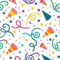 seamless pattern with party hats and confetti vector