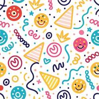 seamless pattern with colorful party hats and confetti vector