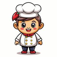 a cartoon chef with a red hat and a red pepper vector