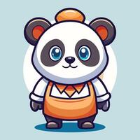 a cartoon panda bear wearing an orange apron vector