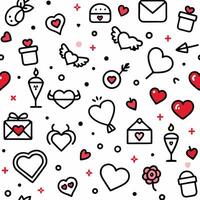 valentine's day seamless pattern with hearts and other symbols vector