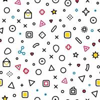 seamless pattern with geometric shapes and icons vector