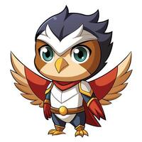 an owl character with a red cape and white wings vector
