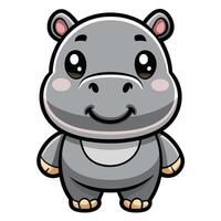 a cartoon hippo standing with its eyes closed vector