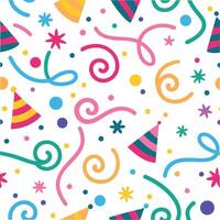 seamless pattern with party hats and confetti vector